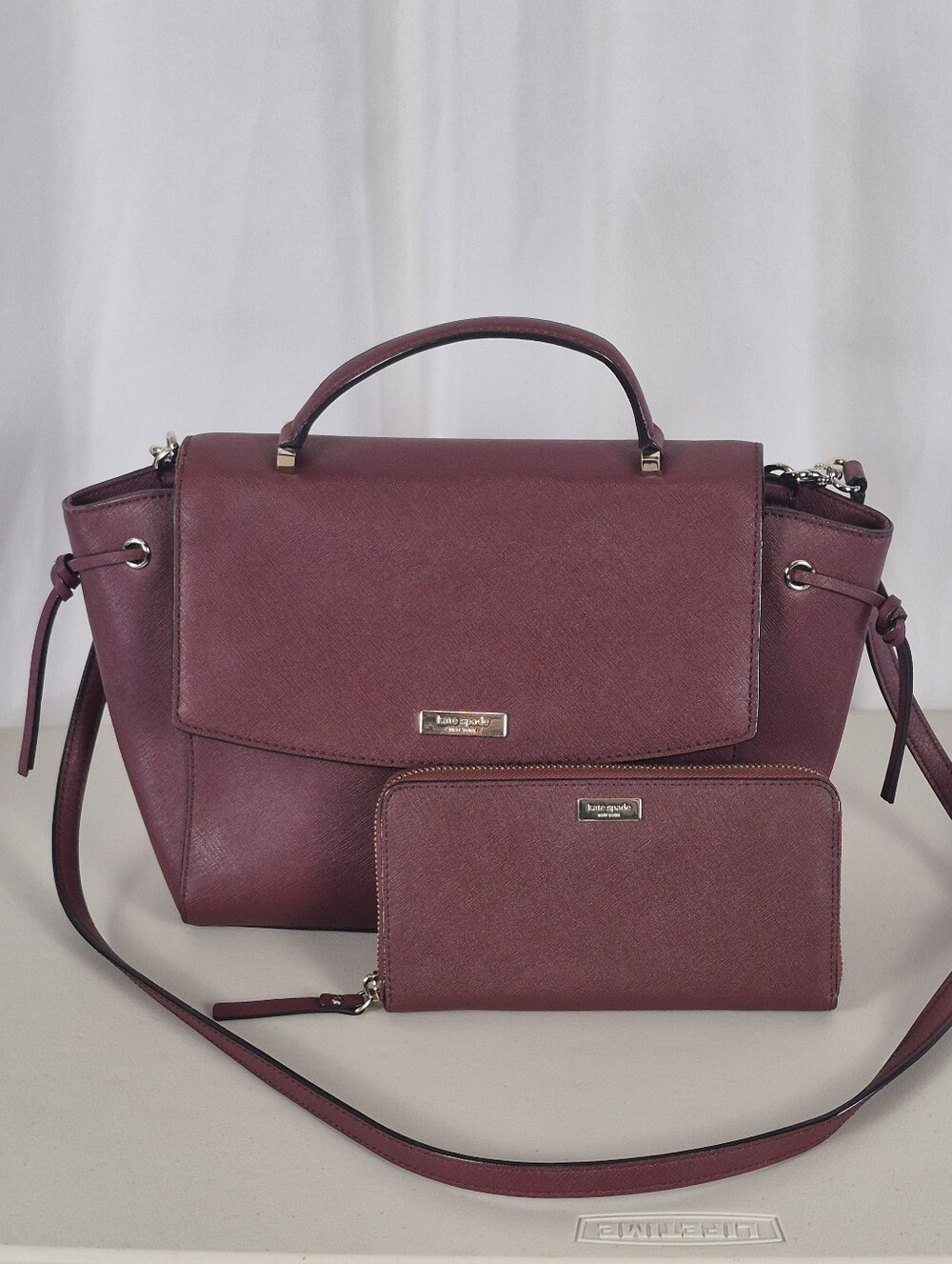 Kate Spade New York Laurel Way Lilah (Mulberry) Satchel Newbury Lane Neda Wallet